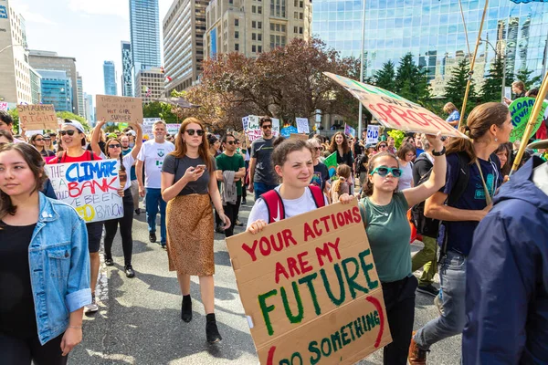 Toronto Canada Setembro 2019 Greve Global Pelo Clima Marcha Pela — Fotografia de Stock