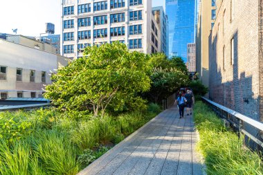 NEW YORK CITY, ABD - 29 Mart 2020: Manhattan 'daki High Line Park, New York, ABD