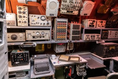 NEW YORK CITY, ABD - 29 Mart 2020: Denizaltı USS Growler New York City Intrepid Sea, Air Space Museum Complex, New York, ABD