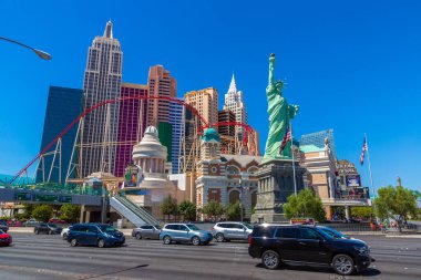 LAS VEGAS, ABD - 29 Mart 2020 Las Vegas, Nevada, ABD 'deki New York Otel ve Kumarhanesi
