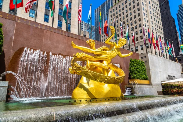 New York City Usa Marzo 2020 Statua Prometeo Rockefeller Center — Foto Stock