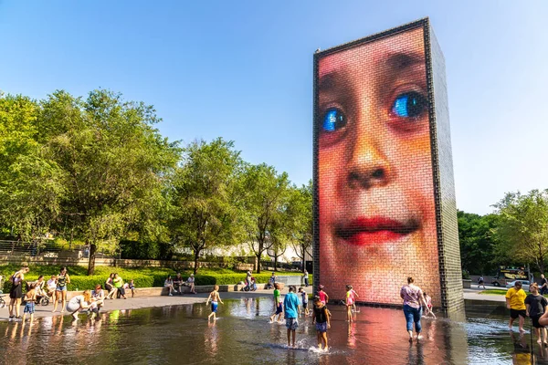 Chicago Usa March 2020 Crown Fountain Millennium Park Chicago Illinois — Stock Photo, Image