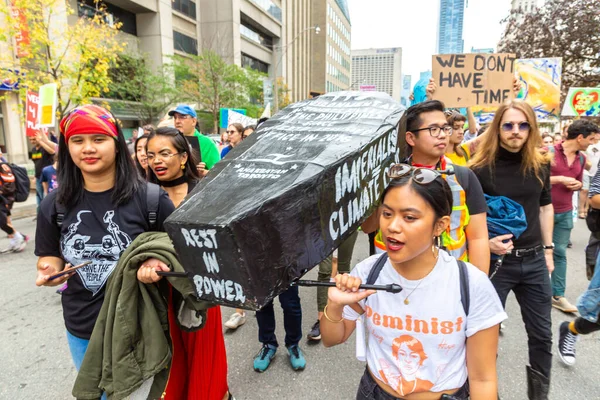 Toronto Canadá Septiembre 2019 Huelga Global Por Clima Marcha Por —  Fotos de Stock