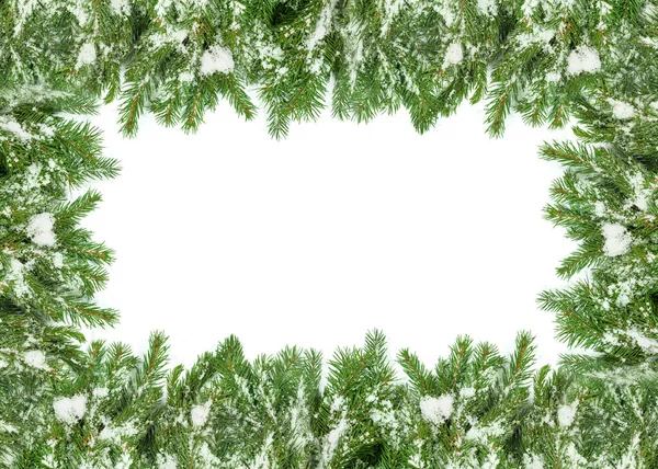 Weihnachten Hintergrund Mit Schnee Isoliert Auf Weiß — Stockfoto