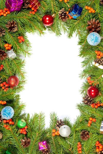 Kerst Achtergrond Met Ballen Decoraties Geïsoleerd Witte Achtergrond — Stockfoto