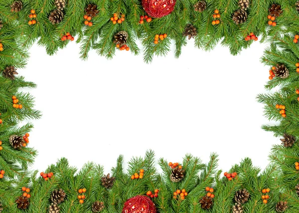 Christmas Background Balls Decorations Isolated White Background — Stock Photo, Image