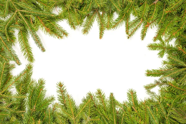 Vánoční Zelený Rámec Izolované Bílém Pozadí — Stock fotografie
