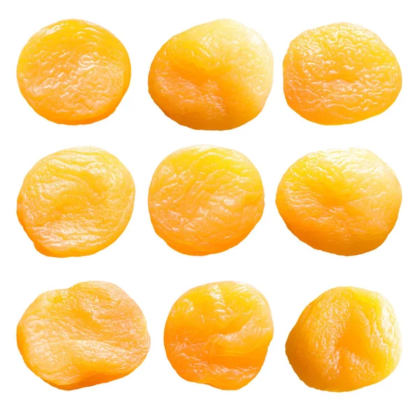 Dried Apricots Set Isolated White Background — Stock Photo, Image