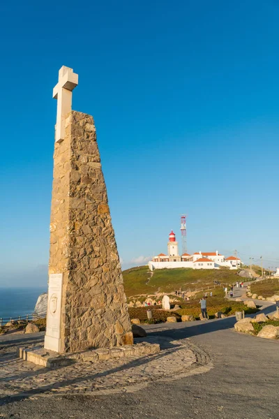 Cabo Roca Portugal Outubro 2017 Pessoas Monumento Que Marca Cabo — Fotografia de Stock