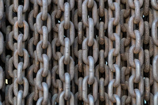 Rijen Van Oude Roestige Metalen Ketens Als Een Patroon Van — Stockfoto