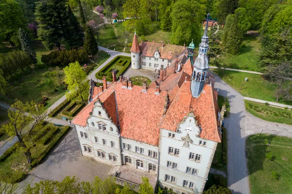 Vue Aérienne Château Palais Comte Schonborn Près Mukachevo Région Zakarpattia — Photo