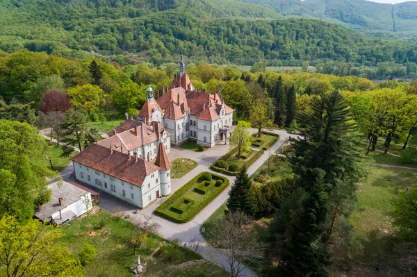 Vista Aérea Castelo Palácio Conde Schonborn Perto Mukachevo Região Zakarpattia — Fotografia de Stock