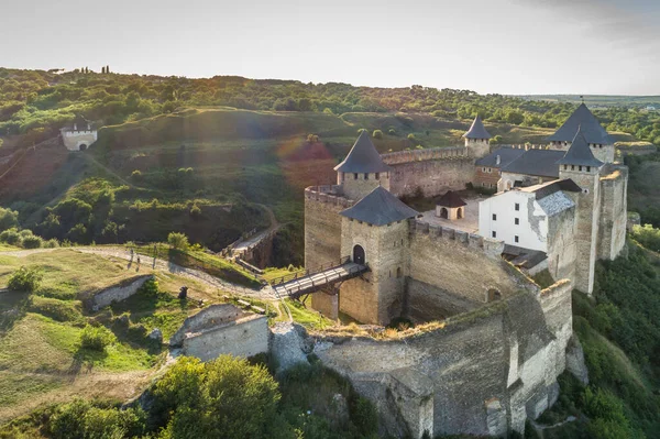 Veduta Aerea Della Fortezza Medievale Khotyn Fiume Dniestr Regione Chernivtsi — Foto Stock