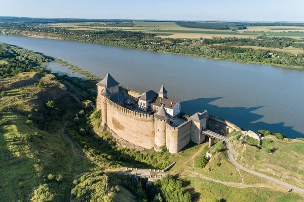 Luftaufnahme Der Mittelalterlichen Festung Khotyn Einem Dnjestr Gebiet Tschernowitz Ukraine — Stockfoto