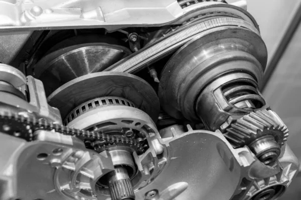 Stufenloses Getriebe Cvt Moderne Autoersatzteile Schwarz Weiß Image — Stockfoto