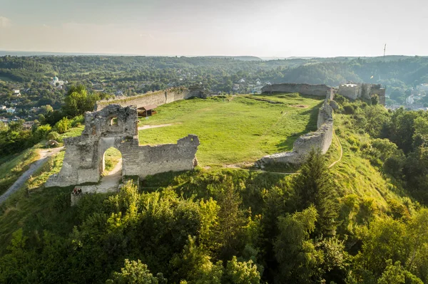 Aerial View Kremenets Castle Ruins Located Top Hill Kremenets Town — Stock Photo, Image