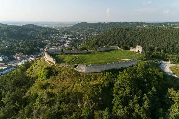 Luftaufnahme Der Burgruine Kremenez Auf Einem Hügel Der Stadt Kremenez Stockbild