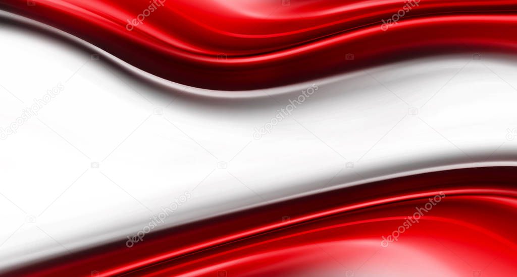 Bright red and white modern futuristic background with abstract waves