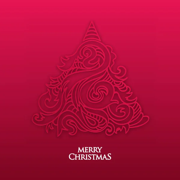 Vecteur Abstrait Dessiné Main Arbre Noël Avec Ombre — Image vectorielle