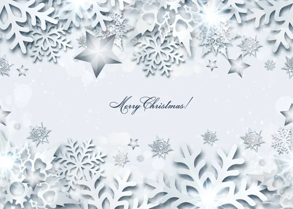 Banner Sin Costuras Vector Christmas Con Copos Nieve Con Sombras — Vector de stock