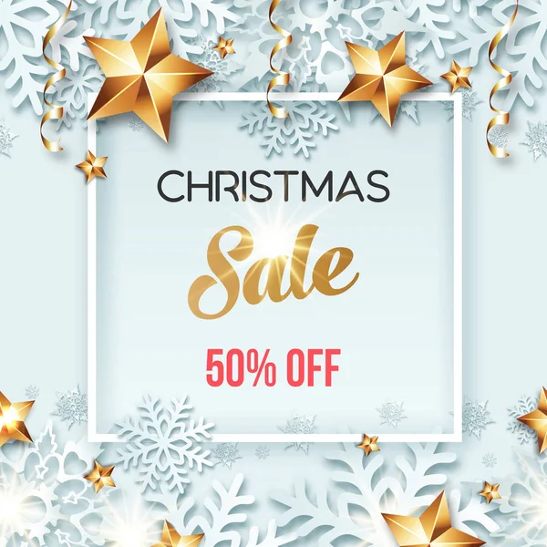 Abstracte kerst verkoopaanbieding banner ontwerp met frame — Stockvector
