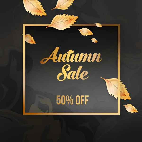 Venta de otoño abstracta oferta banner diseño con marco — Archivo Imágenes Vectoriales