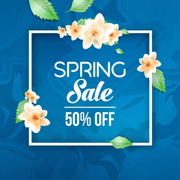 Abstract voorjaar verkoopaanbieding banner ontwerp met frame — Stockvector