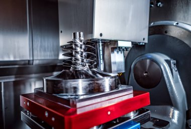 Metal işleme Cnc freze tezgahı. Kesme metal modern işleme teknolojisi. Küçük derinlik-in tarla. -Zorlu koşullarında çekim otantik uyarı. Biraz tahıl ısırdı ve belki bulanık.
