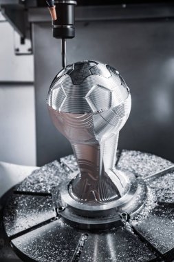 Metal işleme Cnc freze tezgahı. Kesme metal modern işleme teknolojisi. Küçük derinlik-in tarla. -Zorlu koşullarında çekim otantik uyarı. Biraz tahıl ısırdı ve belki bulanık.