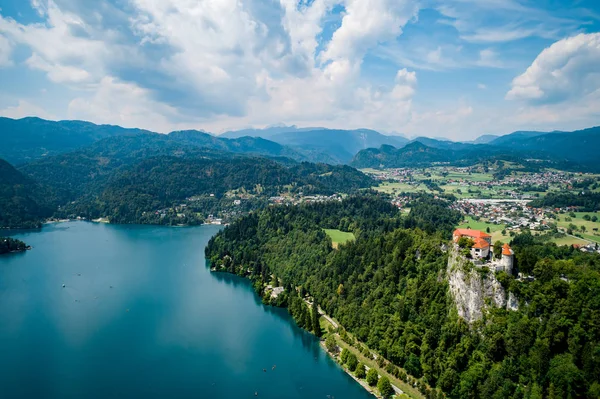 Szlovénia Légifelvételek Resort Lake Bled — Stock Fotó