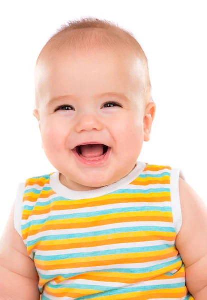 Pequeño Bebé Feliz Aislado Sobre Fondo Blanco — Foto de Stock