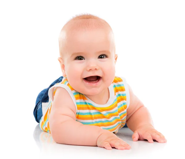 Pequeño Bebé Feliz Aislado Sobre Fondo Blanco — Foto de Stock