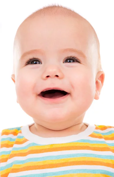 Pequeño Bebé Feliz Aislado Sobre Fondo Blanco —  Fotos de Stock