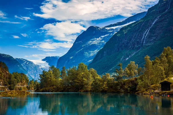 Bela Natureza Noruega Paisagem Natural Lago Lovatnet — Fotografia de Stock