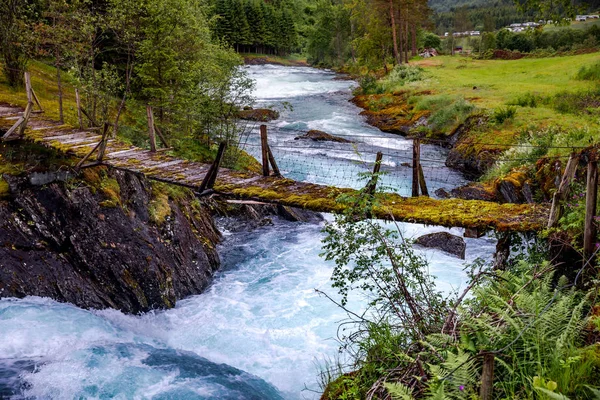 Підводний Міст Через Гірську Річку Природа Норвегії Природа — стокове фото