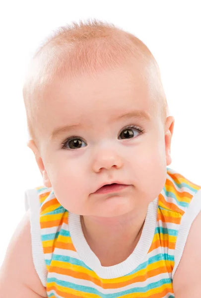 Bebê Pequeno Feliz Isolado Fundo Branco — Fotografia de Stock