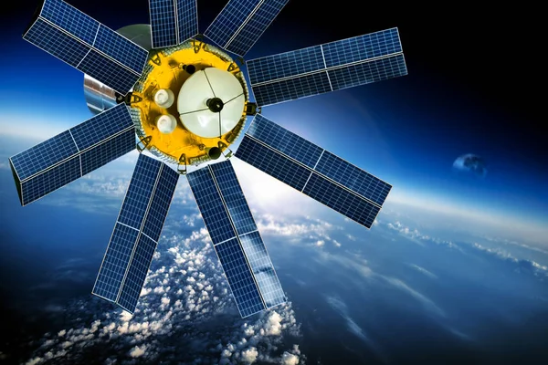 Космічний Супутник Обертається Навколо Землі Елементи Цього Зображення Надані Наса — стокове фото