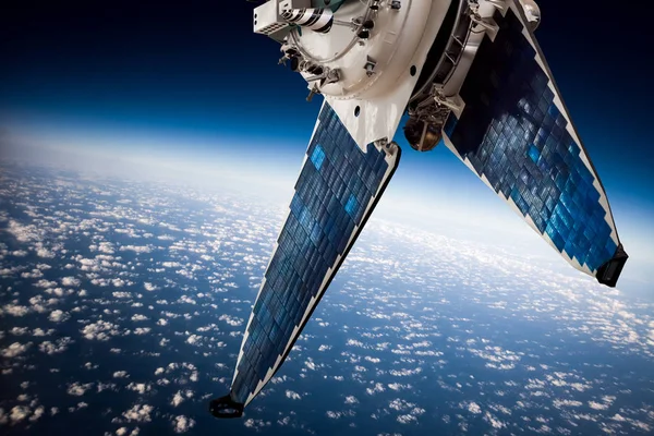 Weltraumsatellit Kreist Die Erde Elemente Dieses Von Der Nasa Bereitgestellten — Stockfoto
