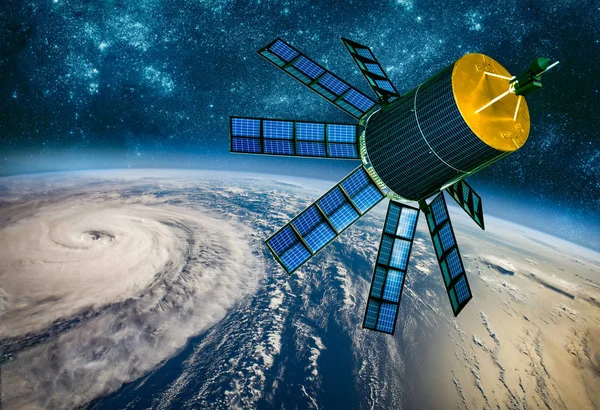 Мониторинг Космического Спутника Земной Орбиты Погода Космоса Ураган Тайфун Планете — стоковое фото