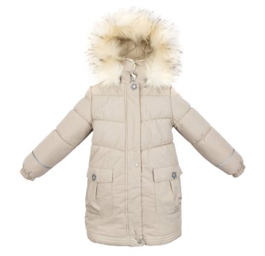 Beyaz arka plan üzerinde izole kadın kış ceket.