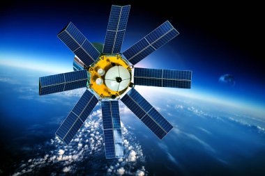Uzay uydusu dünyanın yörüngesinde. Bu görüntünün elementleri NASA tarafından desteklenmektedir.