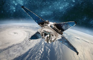 Uzay earth yörünge hava uzaydan, kasırga, tayfun planet Earth uydu izleme. Nasa tarafından döşenmiş bu görüntü unsurları.