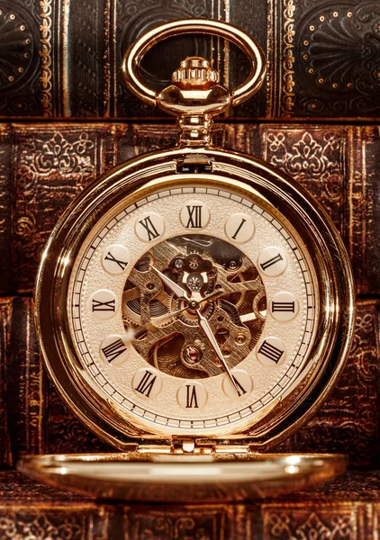 Orologio Antico Quadrante Primo Piano Vintage Orologio Tasca — Foto Stock