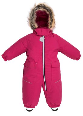 Beyaz zemin üzerine kırmızı çocuk snowsuit Güz