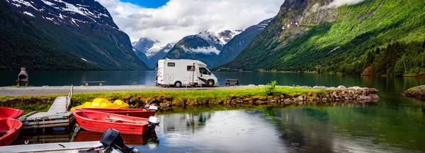 Family vacation travel RV, holiday trip in motorhome — Stock Photo, Image