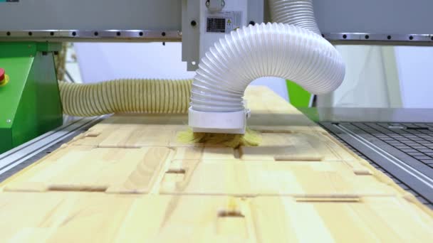 Máquina de procesamiento de madera CNC, tecnología moderna en la industria. — Vídeo de stock