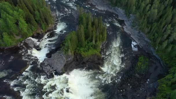 Ristafallet i västra Jamtland är listat som ett av de vackraste vattenfallen i Sverige. — Stockvideo