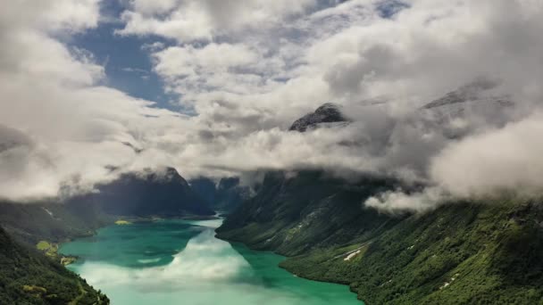 Güzel Doğa Norveç Doğal Lovatnet Gölü. — Stok video