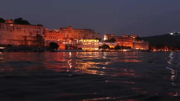 Night Udaipur Hindistan Rajasthan Eyaletinde Yer Alan Bir Şehirdir Eski — Stok video