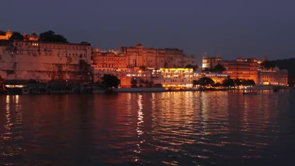 Night Udaipur Hindistan Rajasthan Eyaletinde Yer Alan Bir Şehirdir Eski — Stok video